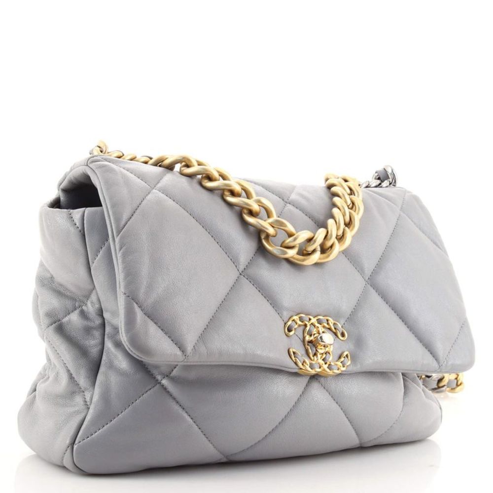 Chanel 19 Flap Bag Quilted Lambskin Large Gray - Picture 3 of 11